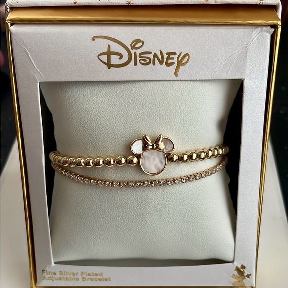 Disney Minnie Mouse Rhinestone & Charm Fine Silver Bracelet BNIB - Picture 3 of 11